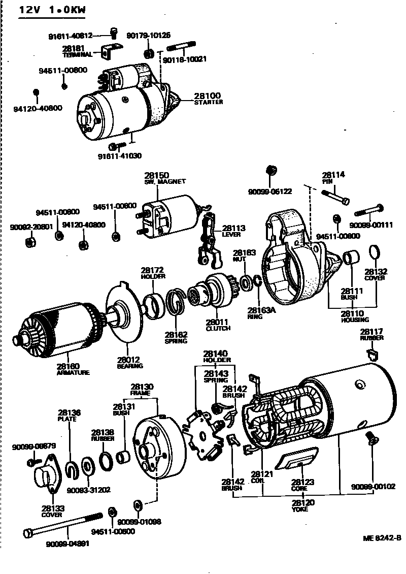 Toyota HILUX 起动机 EPC diagram — ME8242B