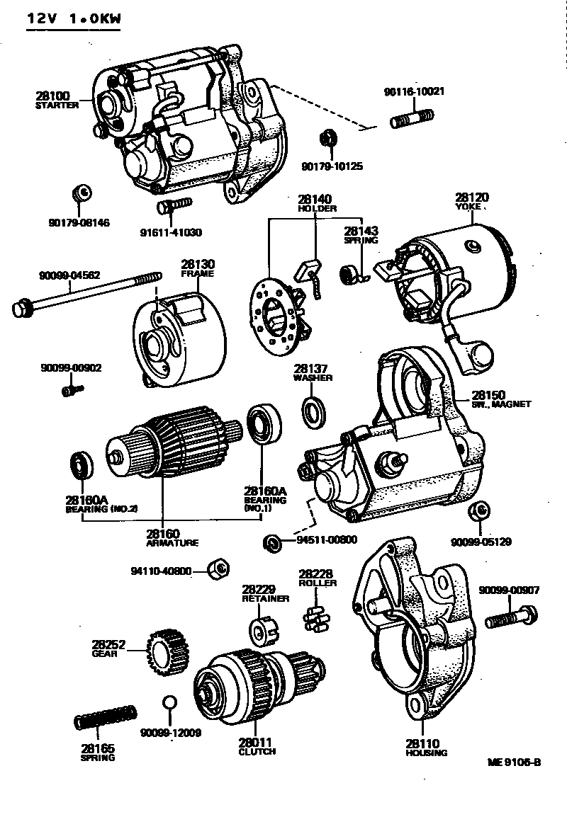 Toyota HILUX 起动机 EPC diagram — ME9106B