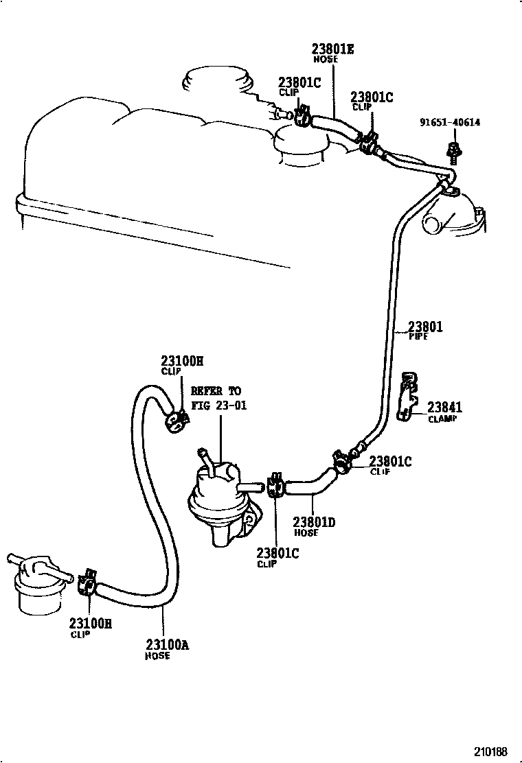 Toyota HILUX 燃油管和卡箍 EPC diagram — 210188