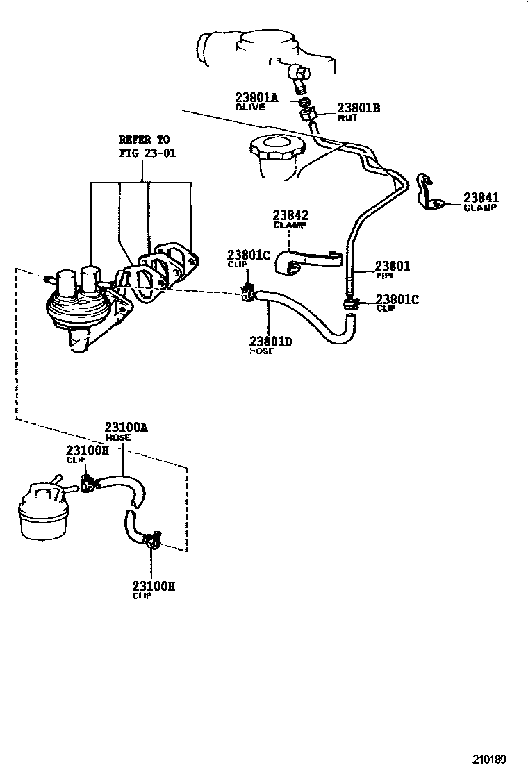 Toyota HILUX 燃油管和卡箍 EPC diagram — 210189