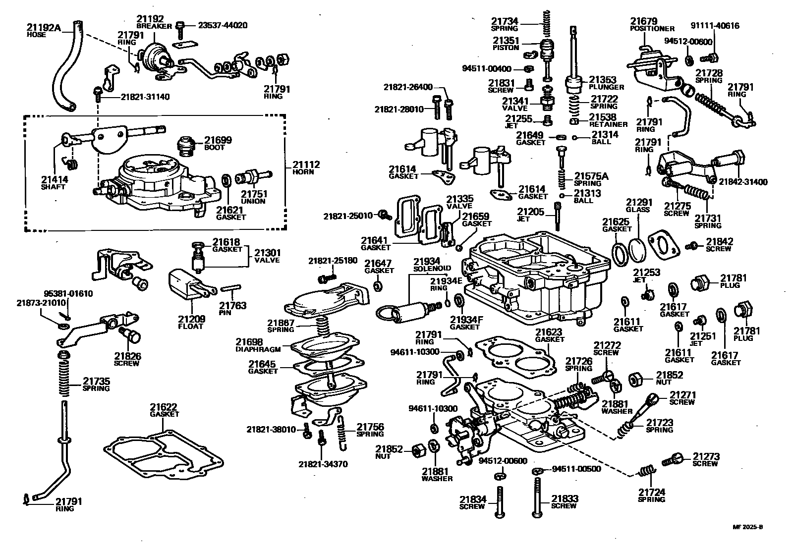 Toyota HILUX 化油器 EPC diagram — MF2025B