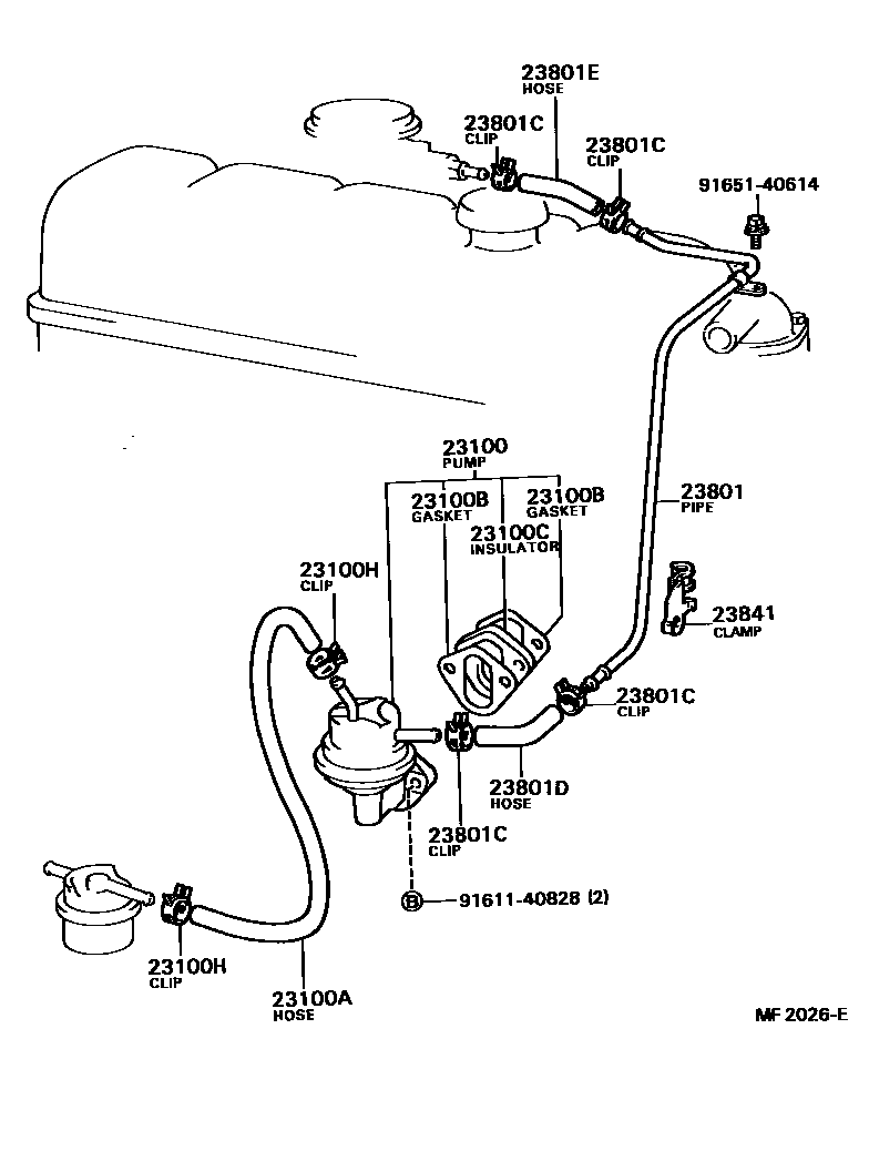 Toyota HILUX 燃油泵和燃油管 EPC diagram — MF2026E
