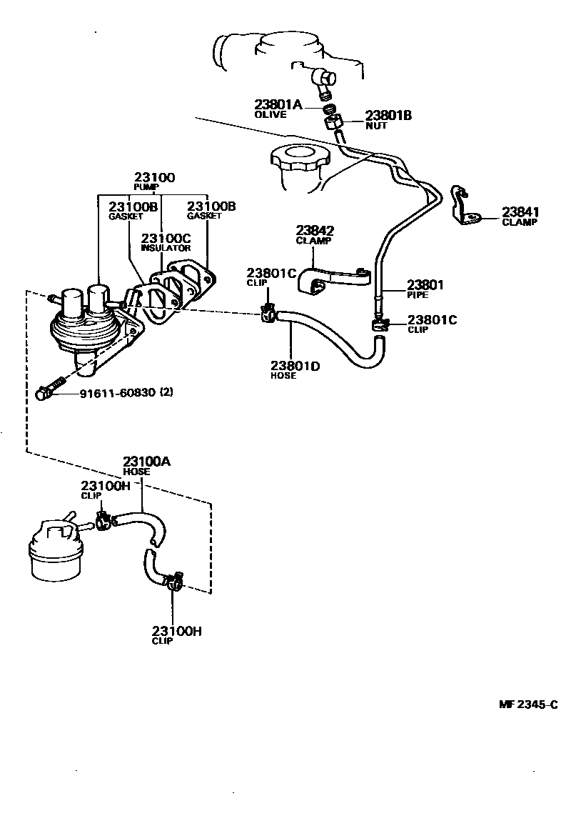 Toyota HILUX 燃油泵和燃油管 EPC diagram — MF2345C