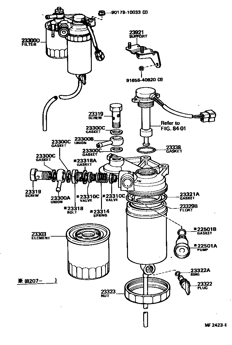 Toyota HILUX fuel filter EPC diagram — MF2423E