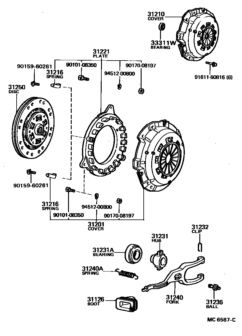 Toyota HILUX 离合器和分离叉 EPC diagram — MC6587C