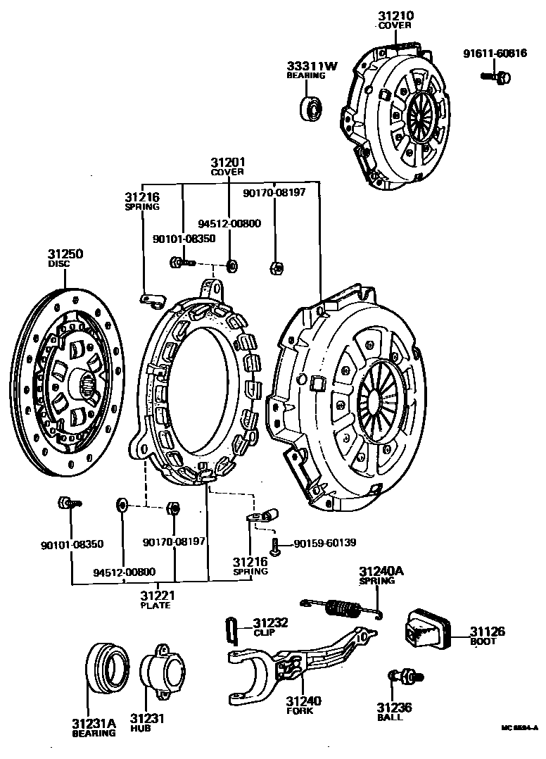 Toyota HILUX 离合器和分离叉 EPC diagram — MC6594A