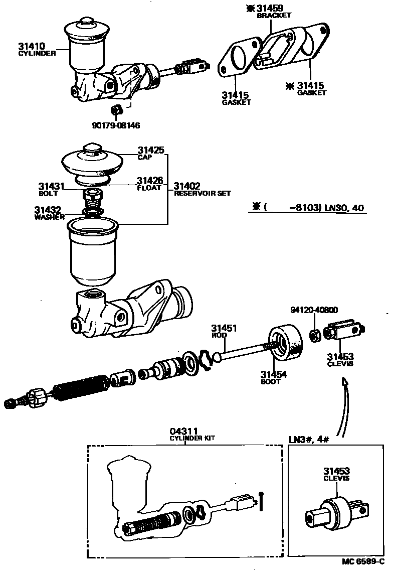 Toyota HILUX 离合器总泵 EPC diagram — MC6589C
