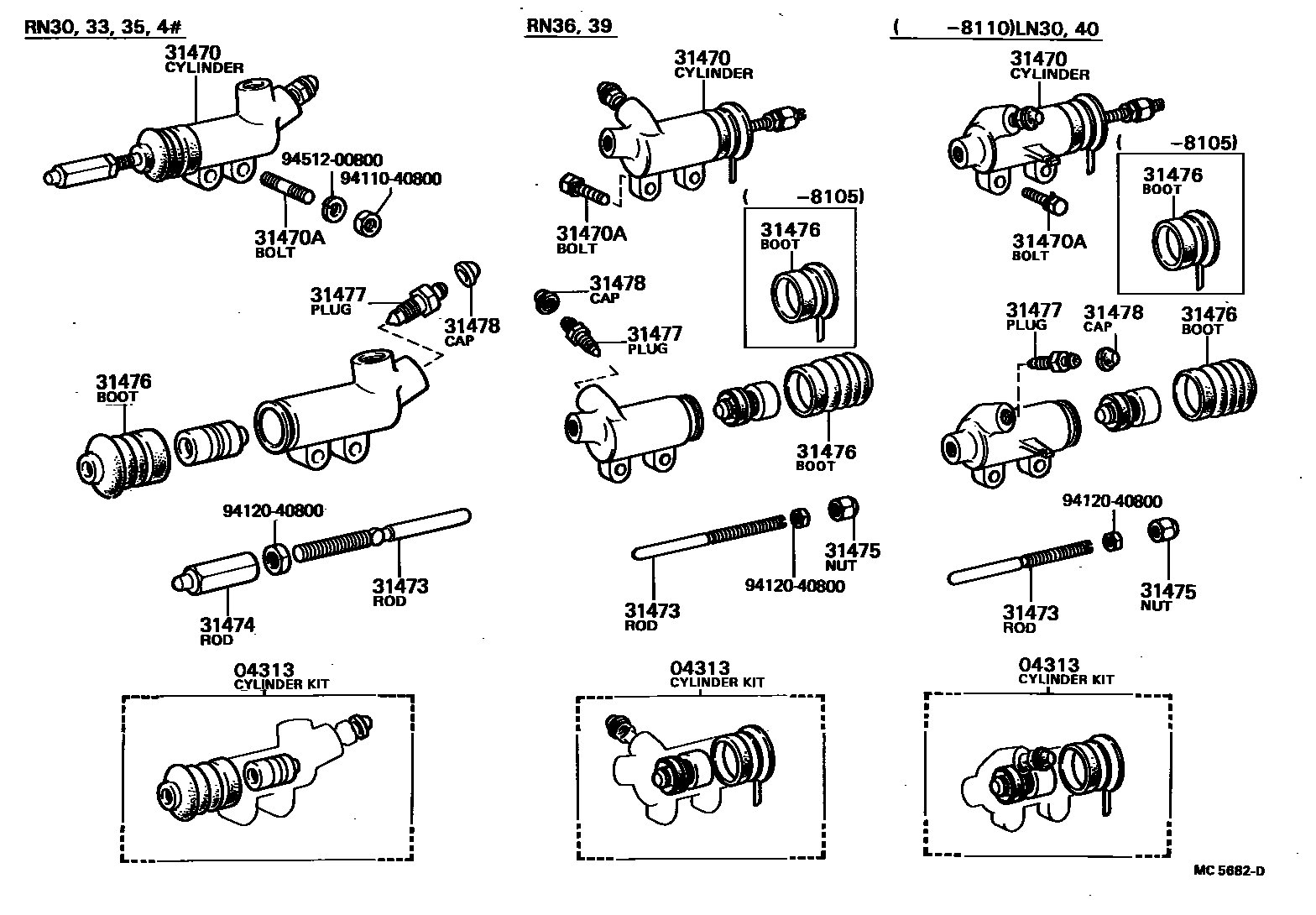 Toyota HILUX 离合器分离缸 EPC diagram — MC5682D