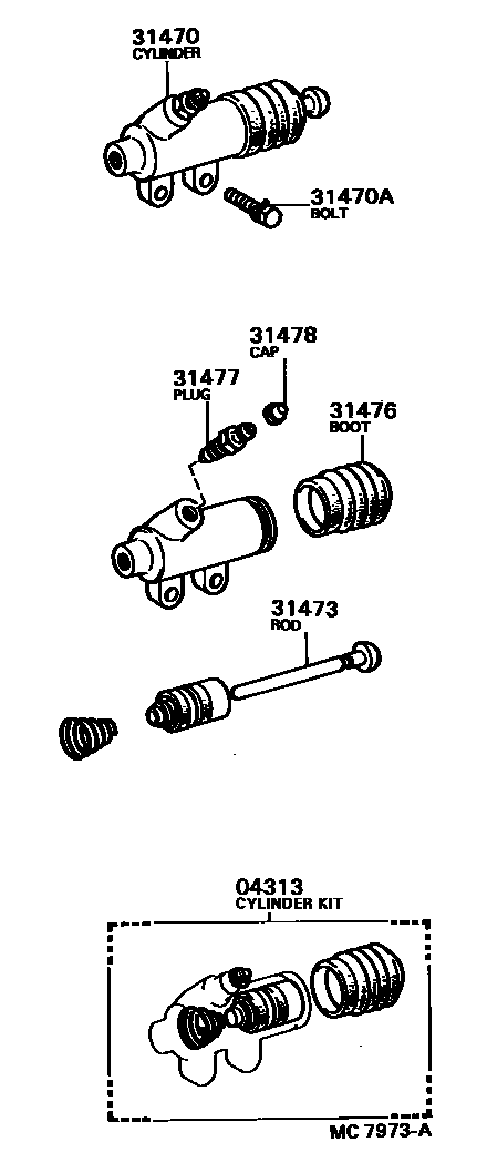 Toyota HILUX 离合器分离缸 EPC diagram — MC7973A