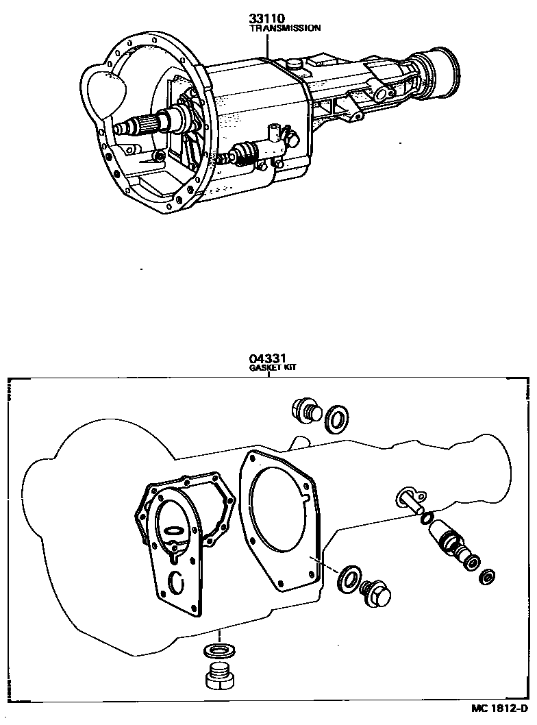 Toyota HILUX 传动桥或变速器总成和衬垫组件(MTM) EPC diagram — MC1812D