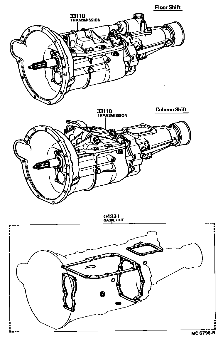 Toyota HILUX 传动桥或变速器总成和衬垫组件(MTM) EPC diagram — MC6796B