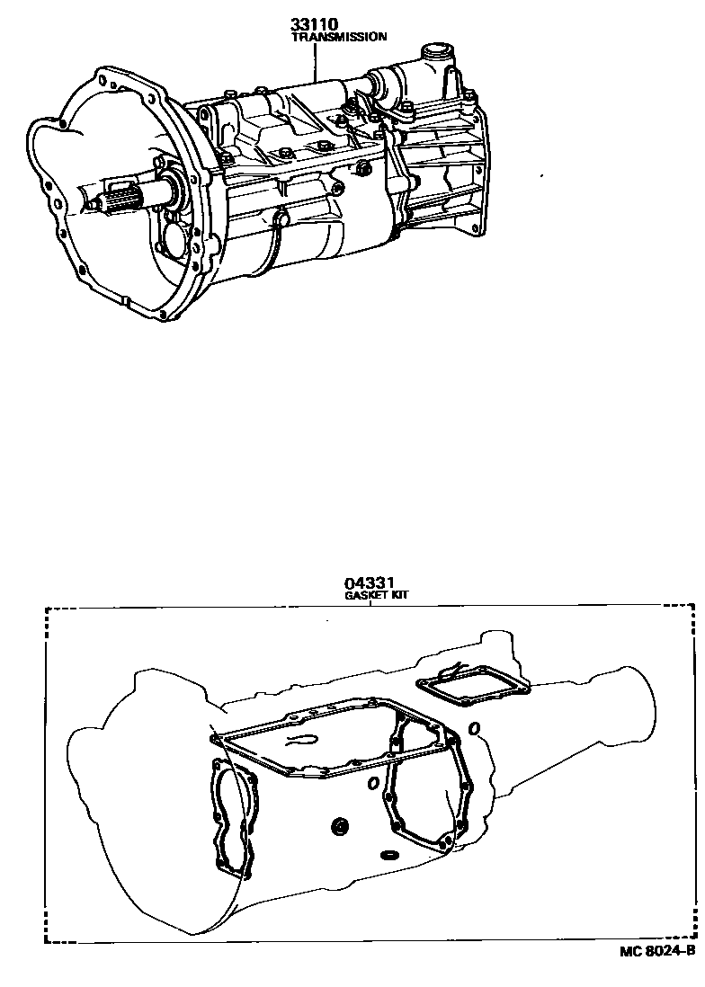 Toyota HILUX 传动桥或变速器总成和衬垫组件(MTM) EPC diagram — MC8024B