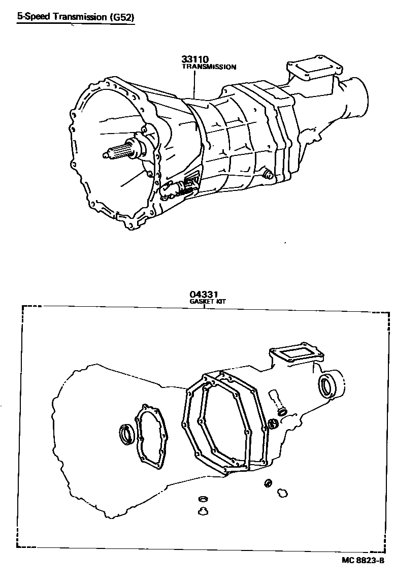 Toyota HILUX 传动桥或变速器总成和衬垫组件(MTM) EPC diagram — MC8823B