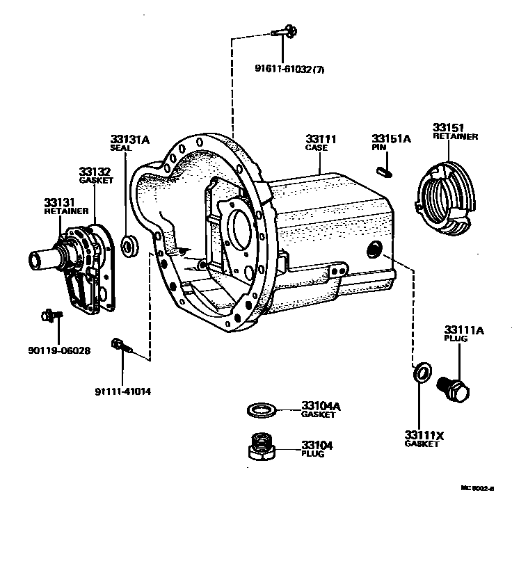 Toyota HILUX 离合器壳和变速器壳(MTM) EPC diagram — MC6002B