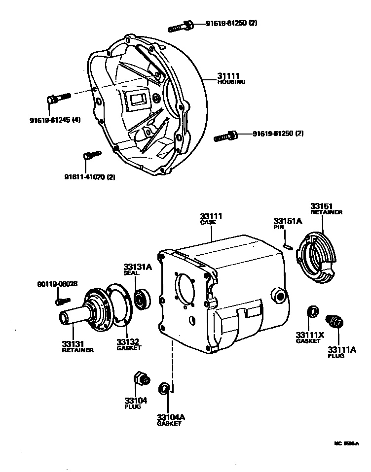 Toyota HILUX 离合器壳和变速器壳(MTM) EPC diagram — MC6596A