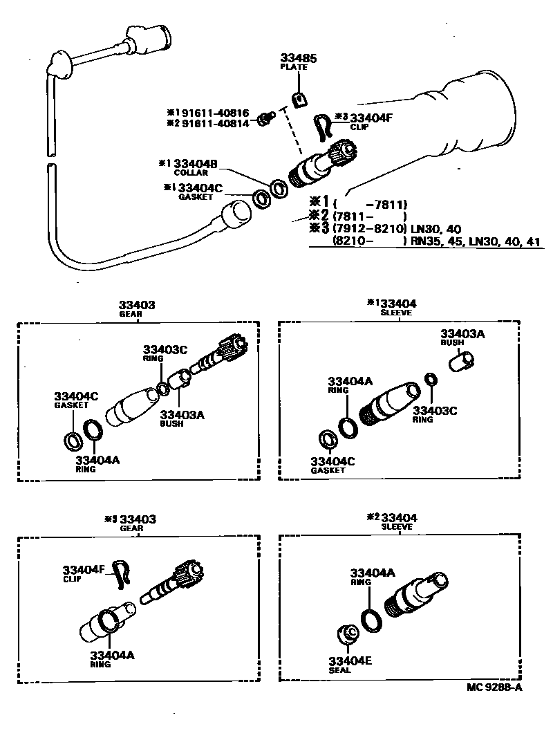 Toyota HILUX 速度表从动齿轮(MTM) EPC diagram — MC9288A