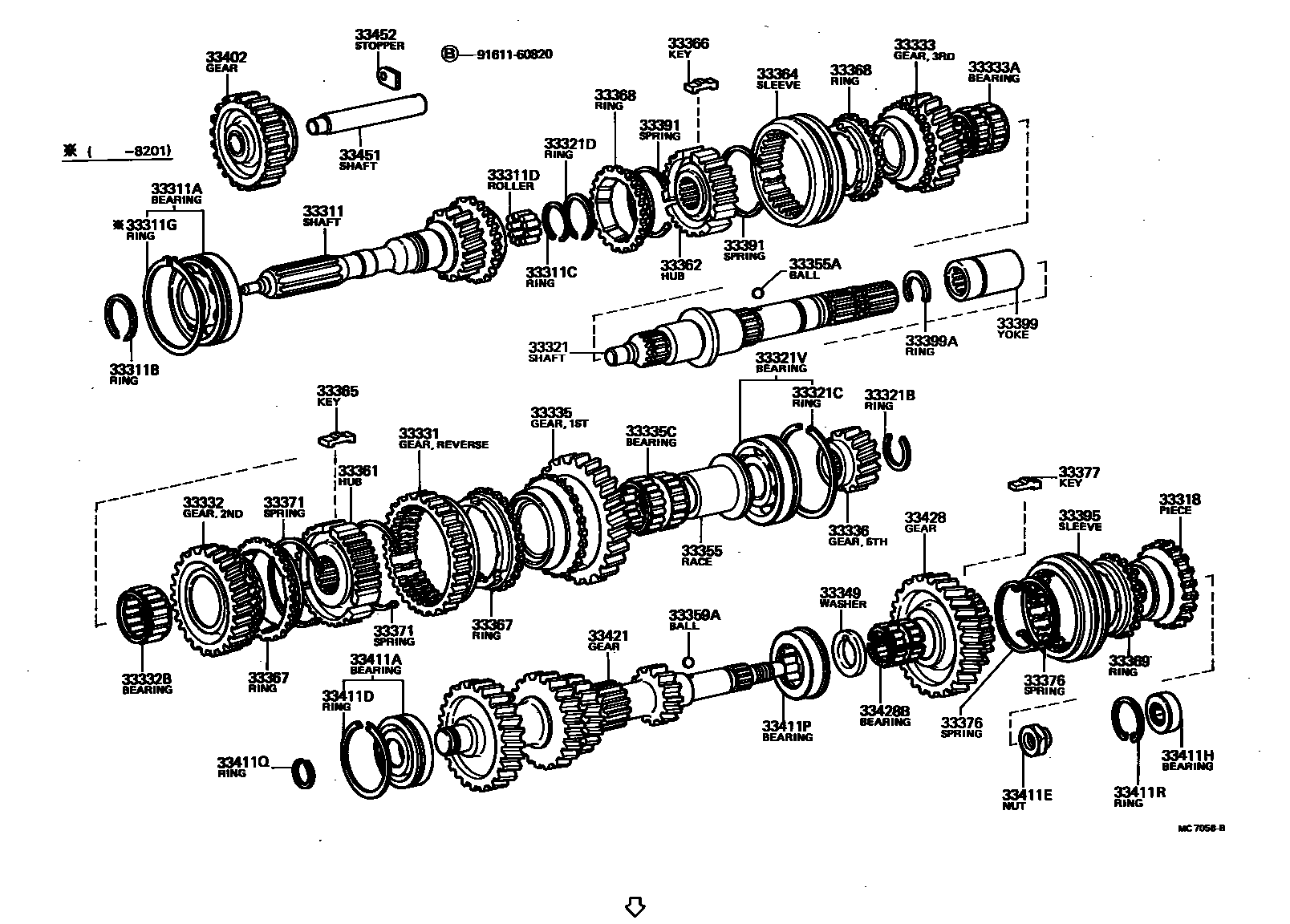 Toyota HILUX 变速器齿轮(MTM) EPC diagram — MC7058B