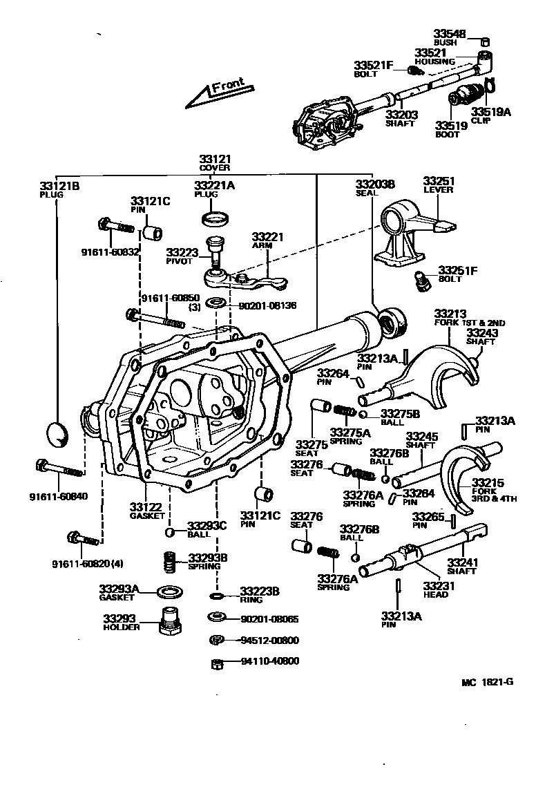 Toyota HILUX 换档拨叉和换档杆轴(MTM) EPC diagram — MC1821G
