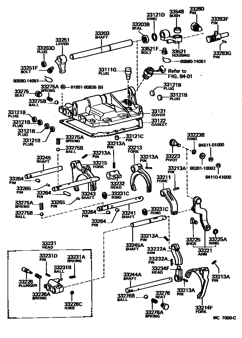 Toyota HILUX 换档拨叉和换档杆轴(MTM) EPC diagram — MC7060C