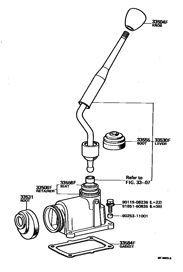 Toyota HILUX Shift Lever & Retainer EPC diagram — MC6803B