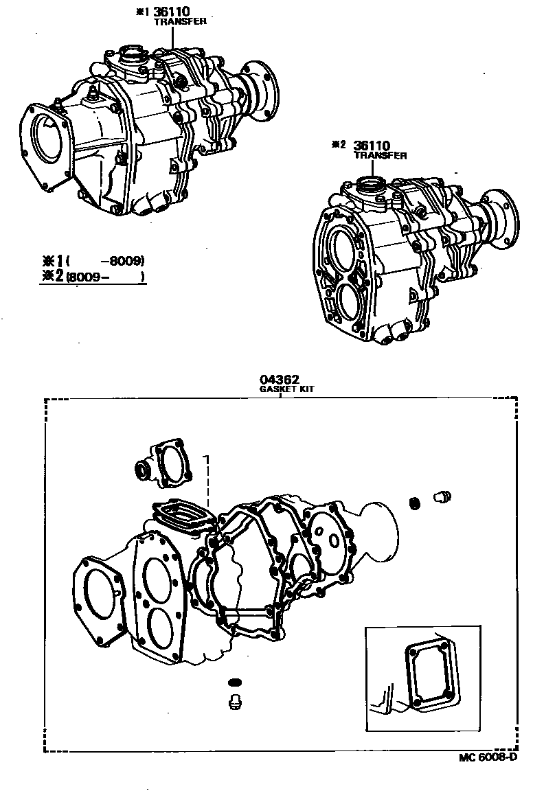 Toyota HILUX Transfer Assembly & Gasket Kit EPC diagram — MC6008D