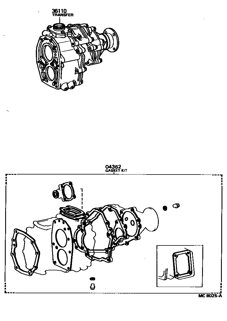 Toyota HILUX Transfer Assembly & Gasket Kit EPC diagram — MC8025A