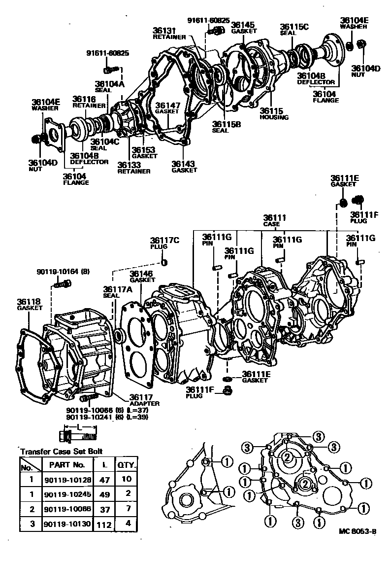 Toyota HILUX Transfer Case & Extension Housing EPC diagram — MC8053B