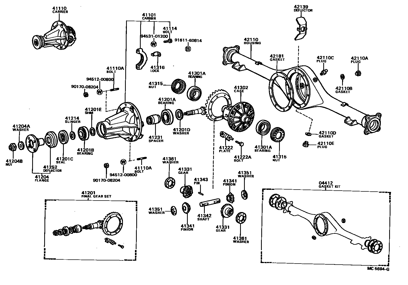 Toyota HILUX 后桥壳和差速器 EPC diagram — MC5694G
