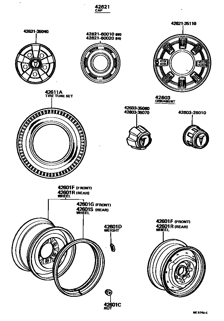 Toyota HILUX 车轮和车轮盖 EPC diagram — MC5745C