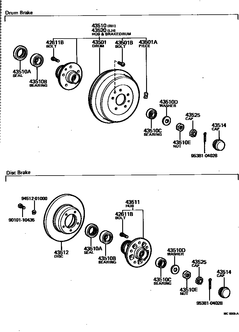 Toyota HILUX Front Axle Hub EPC diagram — MC6005A