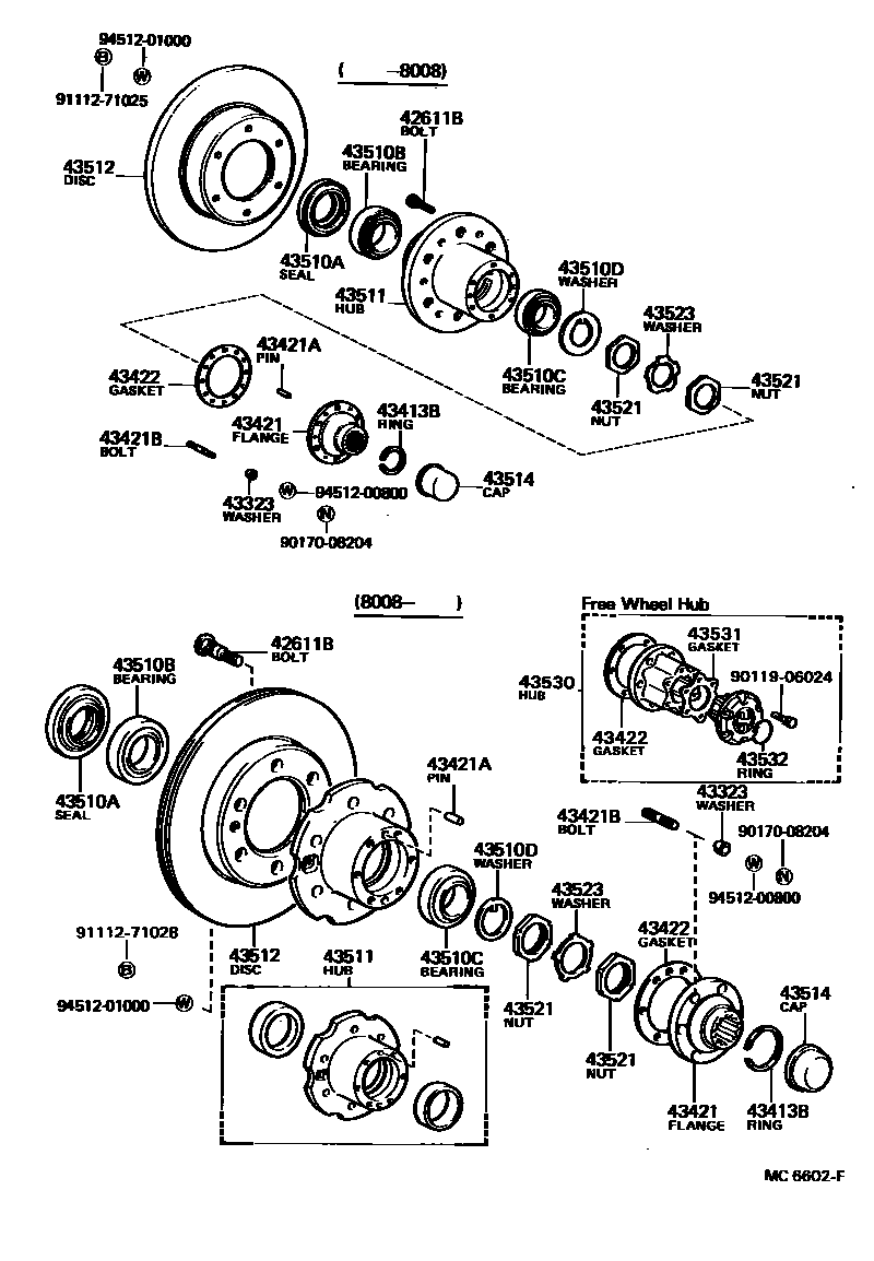 Toyota HILUX Front Axle Hub EPC diagram — MC6602F