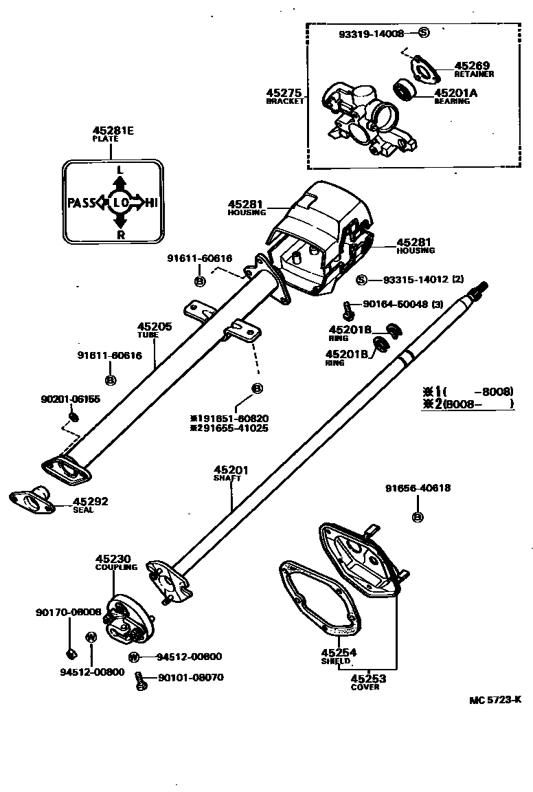 Toyota HILUX Steering Column & Shaft EPC diagram — MC5723K