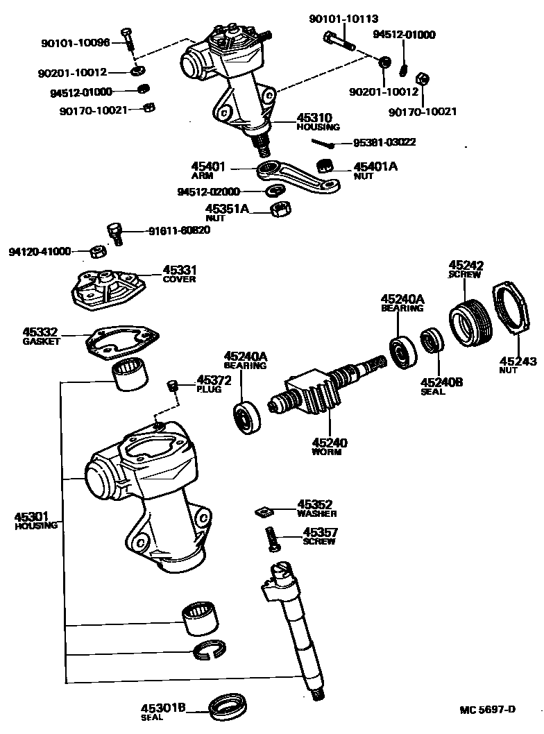 Toyota HILUX 前转向齿轮和连杆 EPC diagram — MC5697D