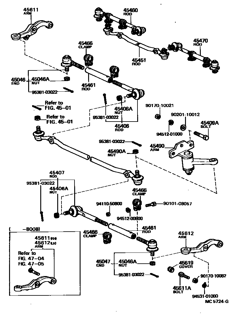 Toyota HILUX 前转向齿轮和连杆 EPC diagram — MC5724G