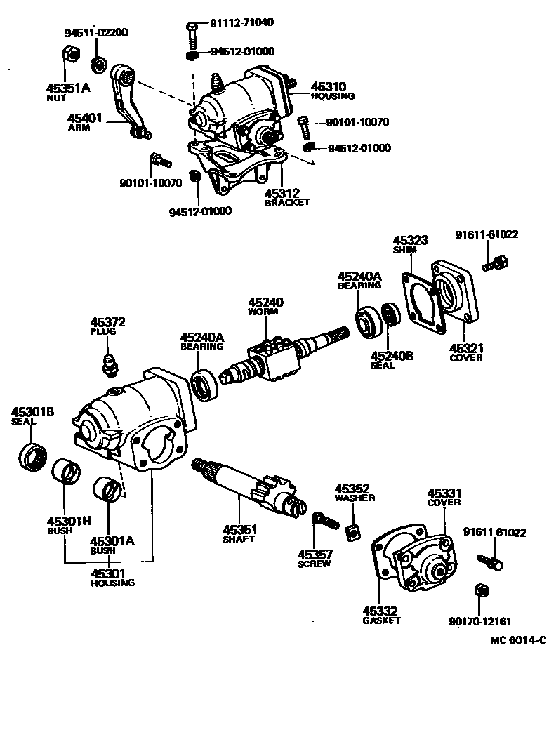 Toyota HILUX 前转向齿轮和连杆 EPC diagram — MC6014C