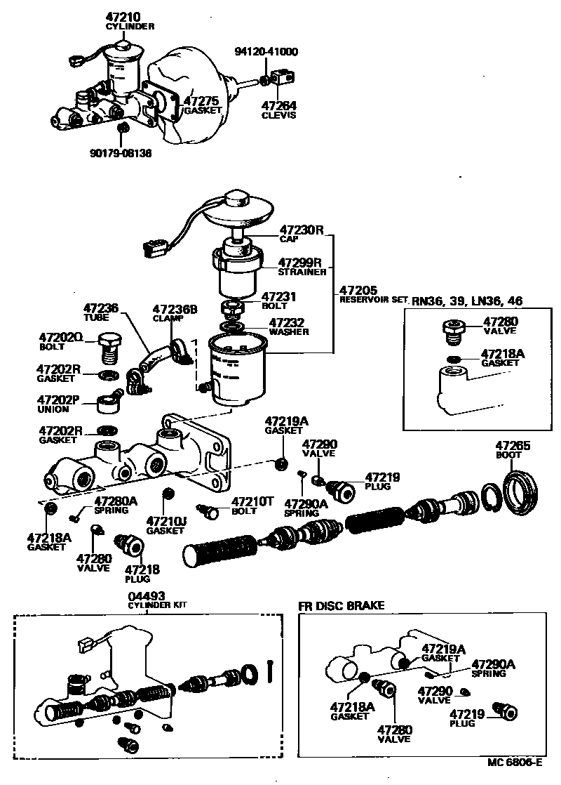 Toyota HILUX 制动总泵 EPC diagram — MC6806E