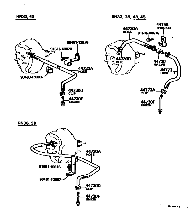 Toyota HILUX 制动助力器和真空管 EPC diagram — MC6597B