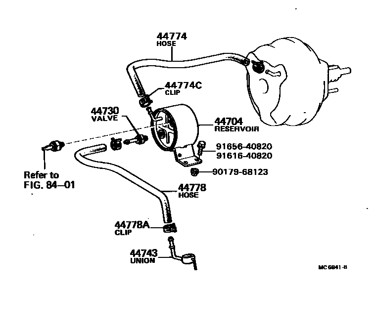 Toyota HILUX 制动助力器和真空管 EPC diagram — MC6841B