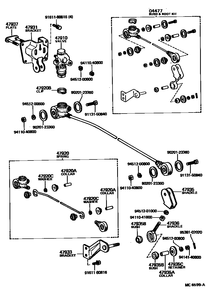 Toyota HILUX 制动配管和卡箍 EPC diagram — MC6599A