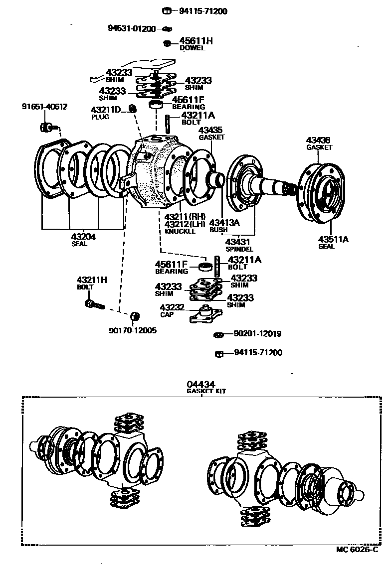 Toyota HILUX 前桥控制臂和转向节 EPC diagram — MC6026C