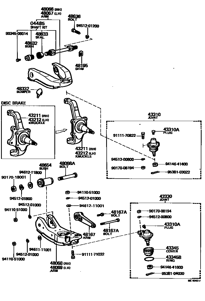 Toyota HILUX 前桥控制臂和转向节 EPC diagram — MC6042F