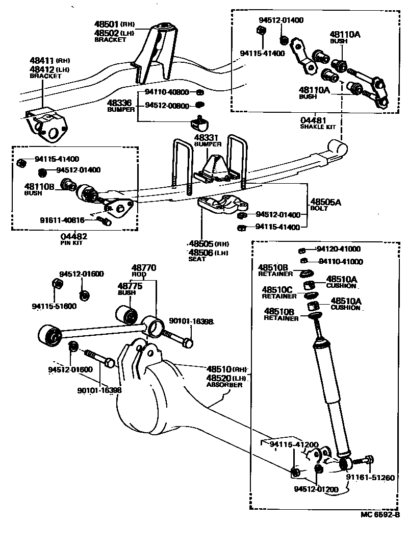 Toyota HILUX Front Spring & Shock Absorber EPC diagram — MC6592B