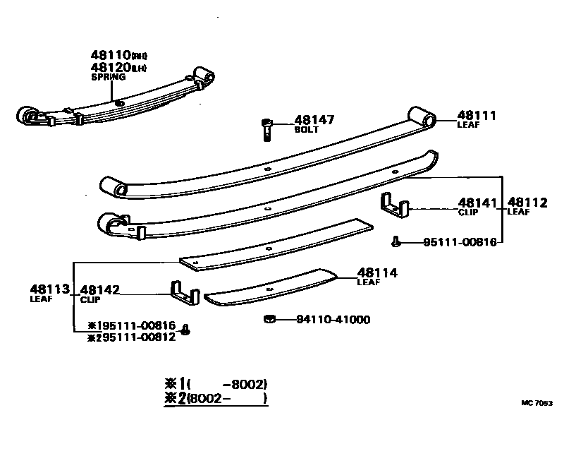 Toyota HILUX Front Spring & Shock Absorber EPC diagram — MC7053