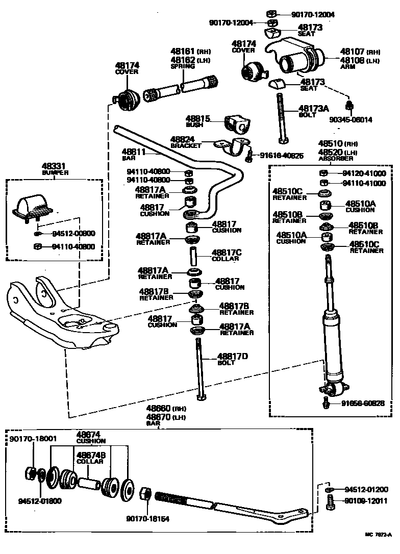 Toyota HILUX Front Spring & Shock Absorber EPC diagram — MC7672A