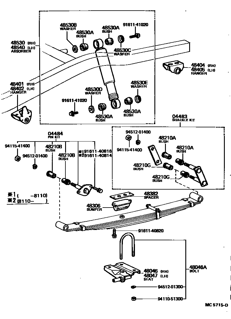 Toyota HILUX Rear Spring & Shock Absorber EPC diagram — MC5715D