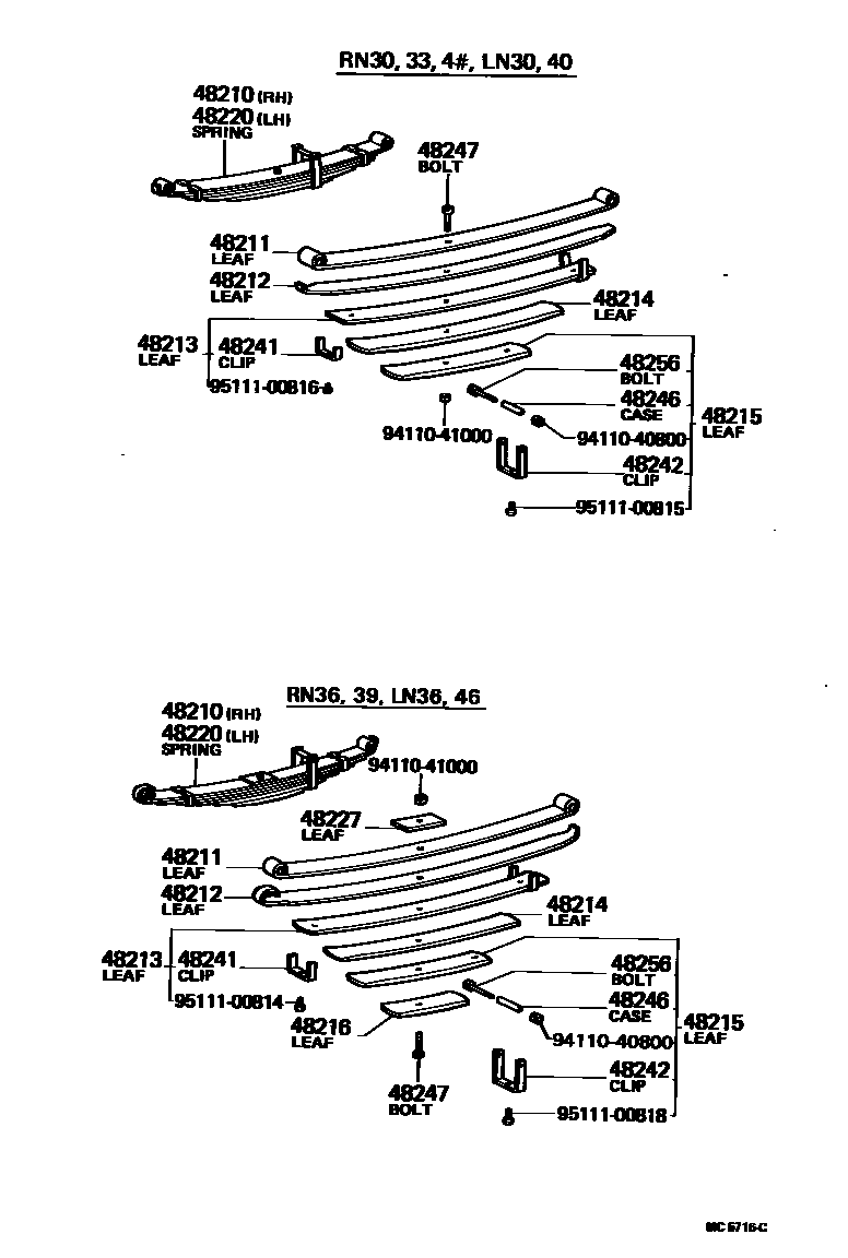 Toyota HILUX Rear Spring & Shock Absorber EPC diagram — MC5716C