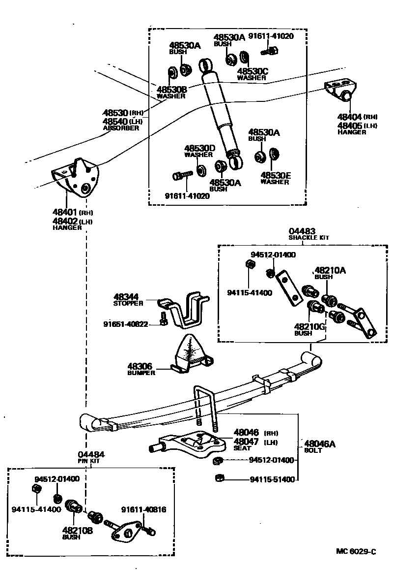 Toyota HILUX Rear Spring & Shock Absorber EPC diagram — MC6029C
