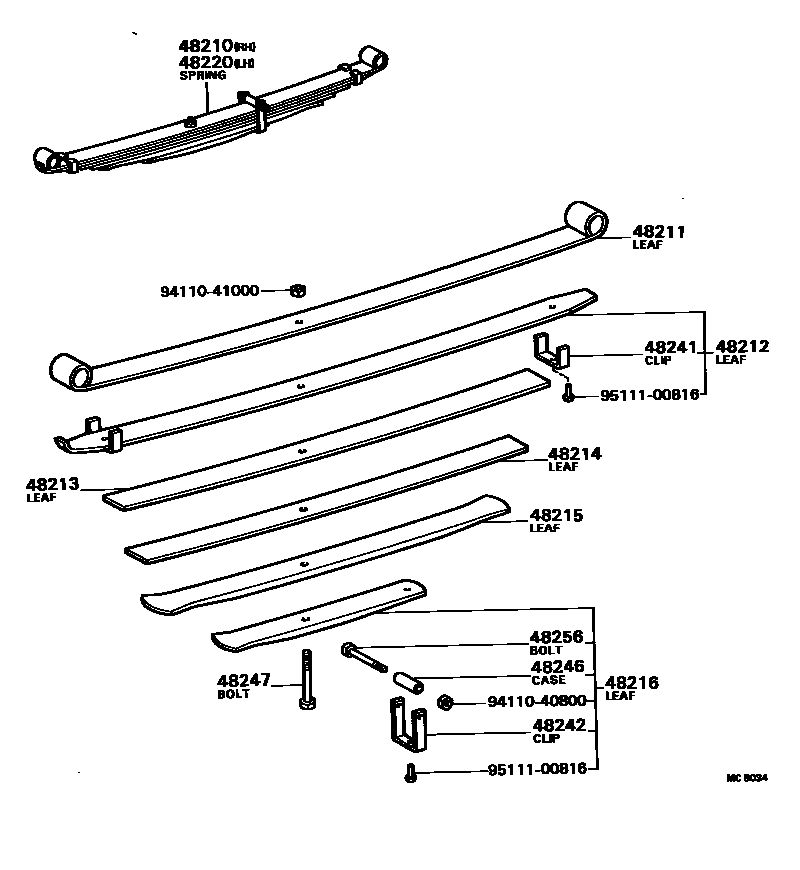 Toyota HILUX Rear Spring & Shock Absorber EPC diagram — MC8034