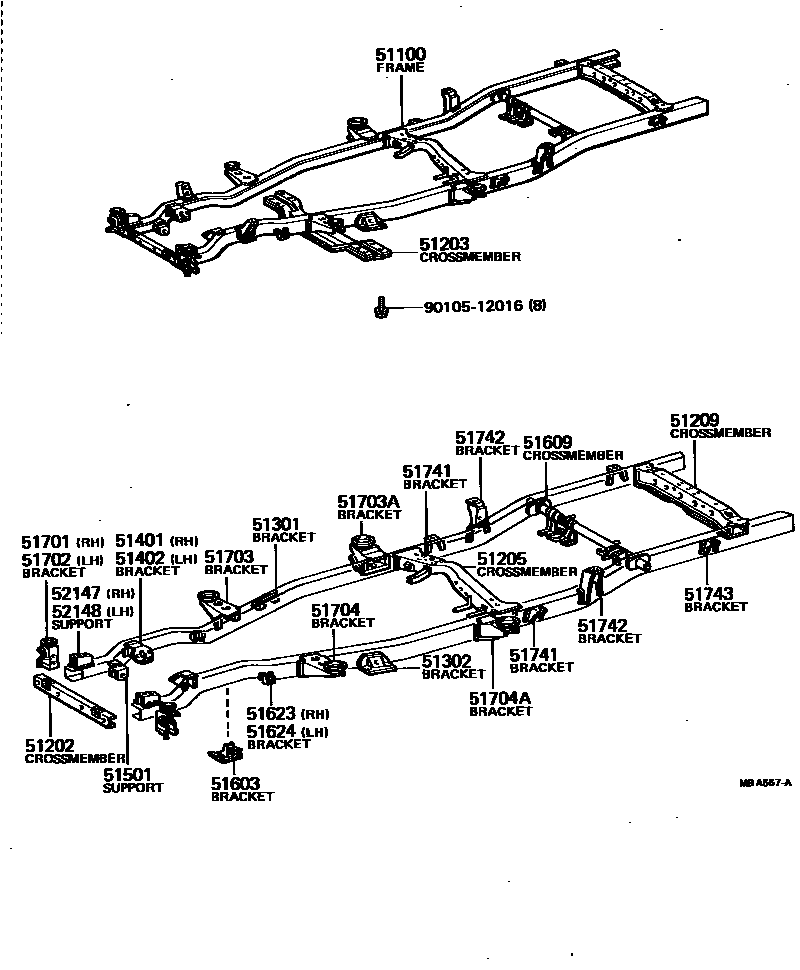 Toyota HILUX 车架 EPC diagram — MBA557A
