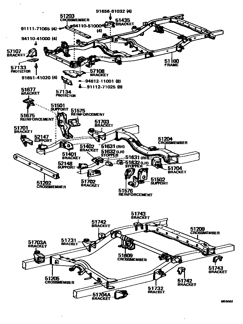 Toyota HILUX 车架 EPC diagram — MBD062